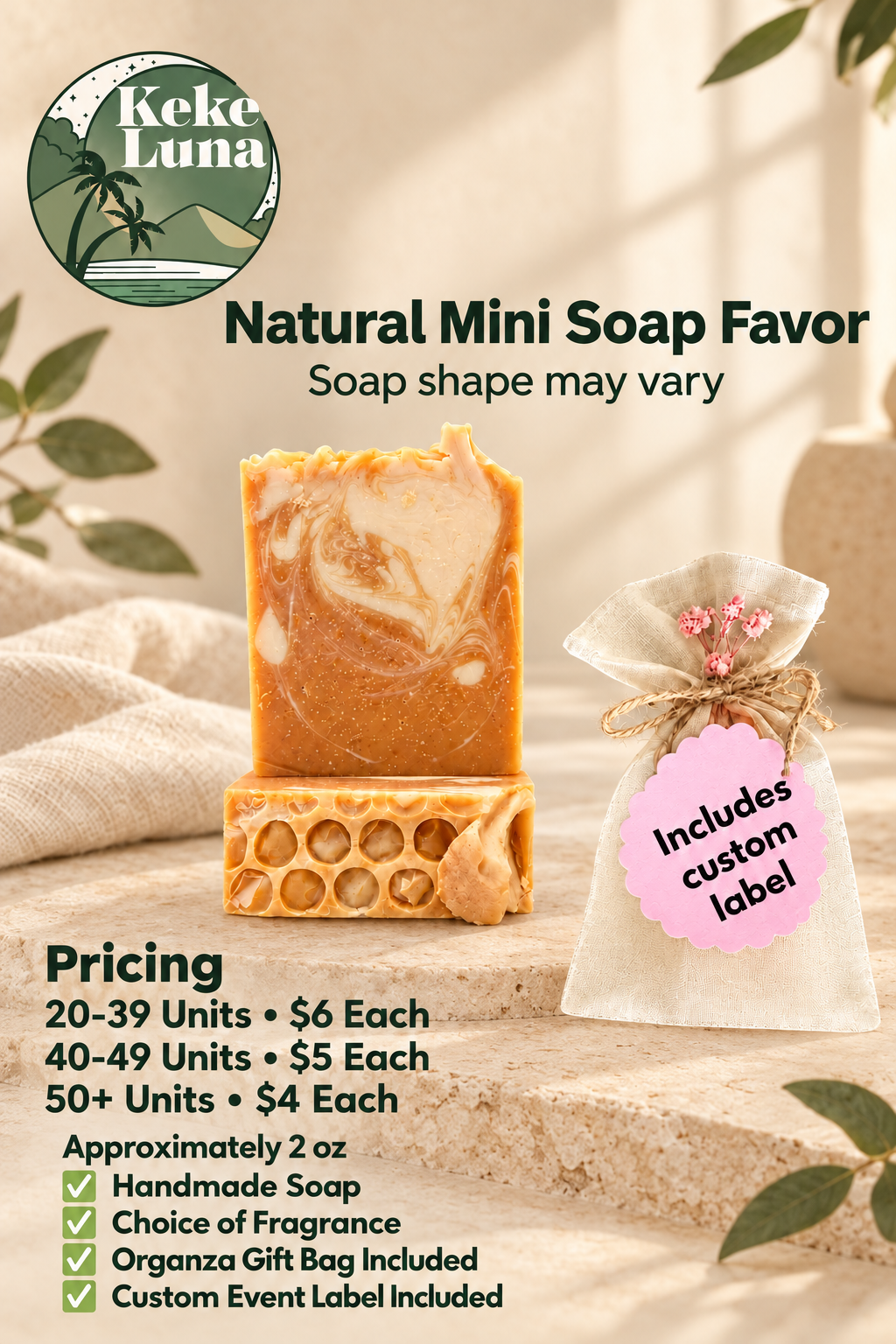 Keke Luna Party-Natural Mini Soap Favor