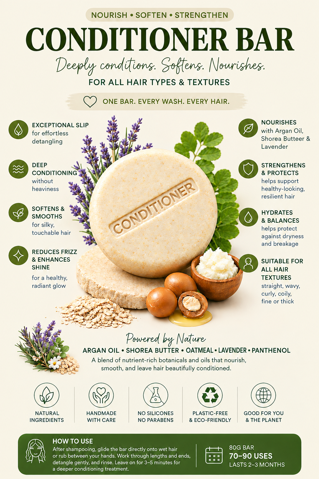 Lavender Oat Silk Conditioner Bar