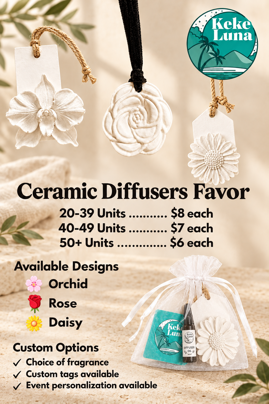 Keke Luna Party -Ceramic Diffuser Favor